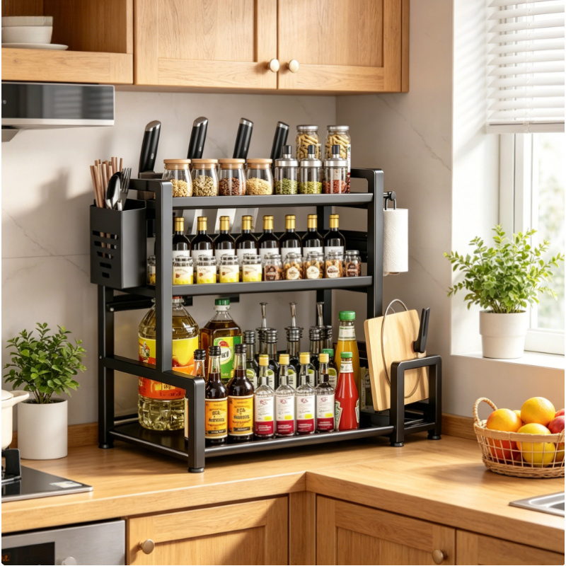 Home Bar Shelf - Kitchen Spice Rack Organizer, 3 Tier