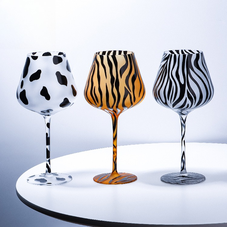 Highball Glass Set - Creative Painted Tiger Leopard Highball Glass