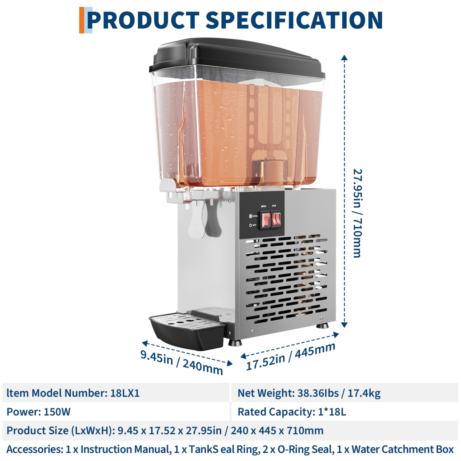 4.8 Gallon/18L Commercial Beve - Home Bar And Restaurant recension och pris