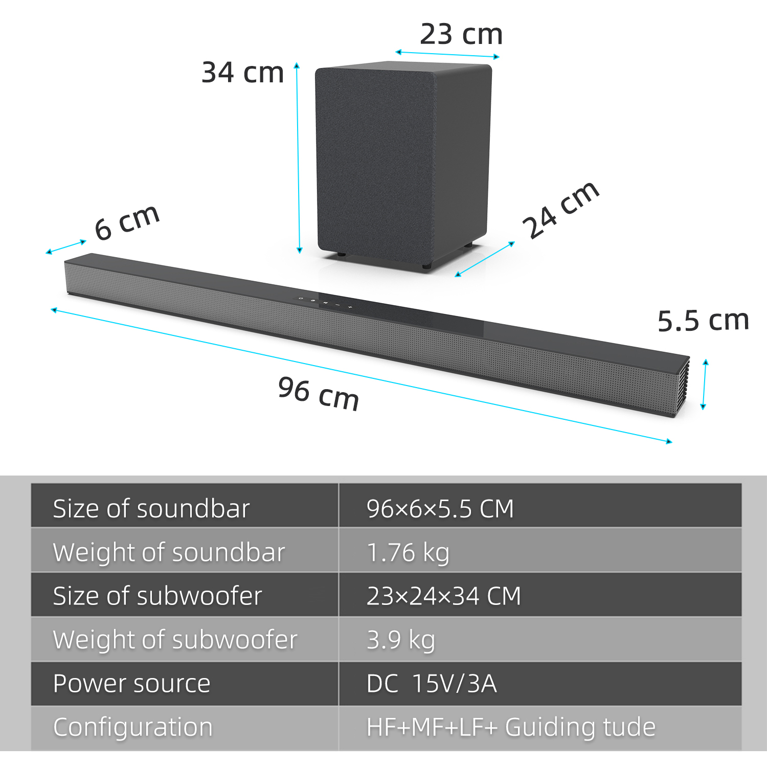 84W TV Sound Bar with Subwoofe - Home Bar And Theater recension och pris