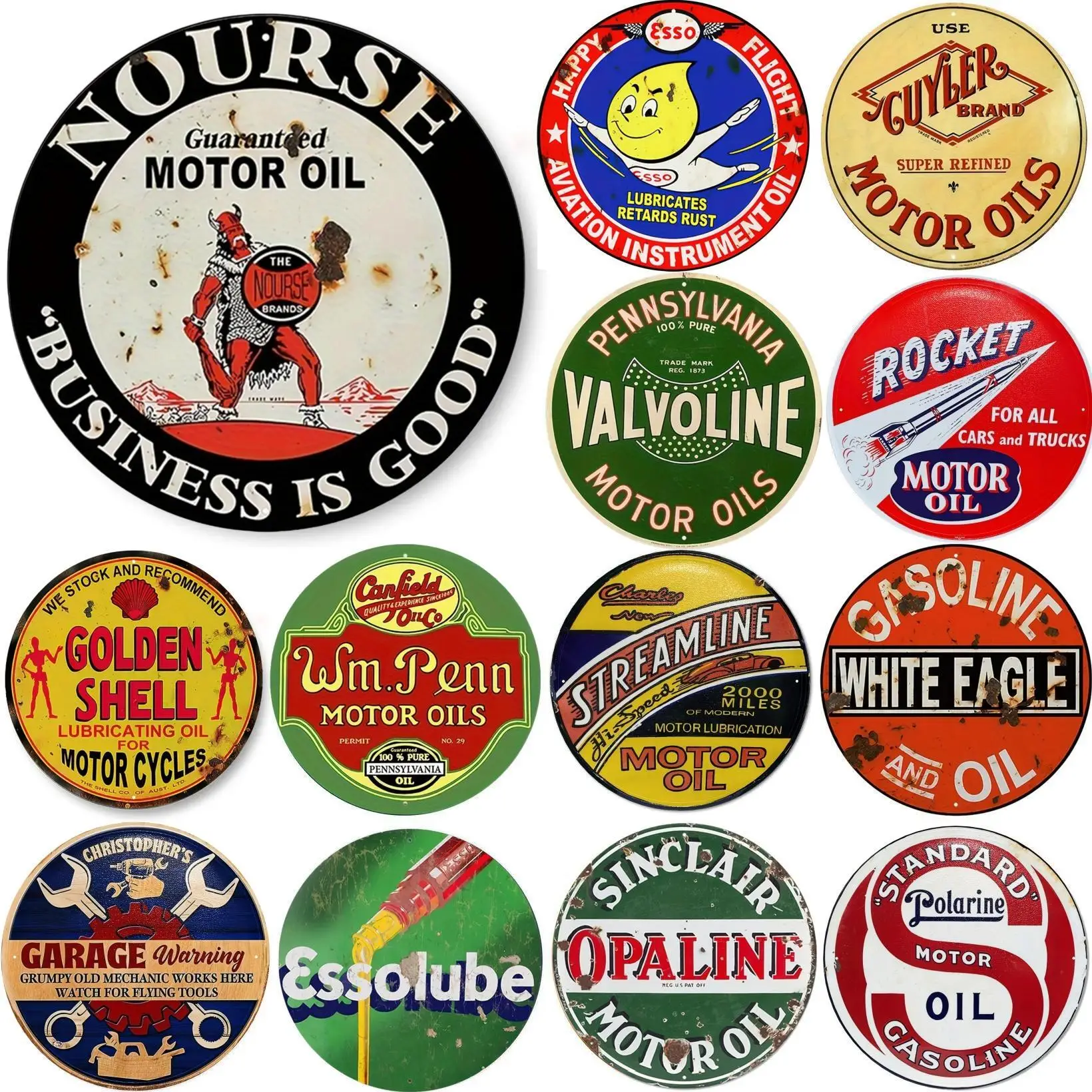 Vintage Motor Oil Sign Round M - Home Bar And Restaurant recension och pris