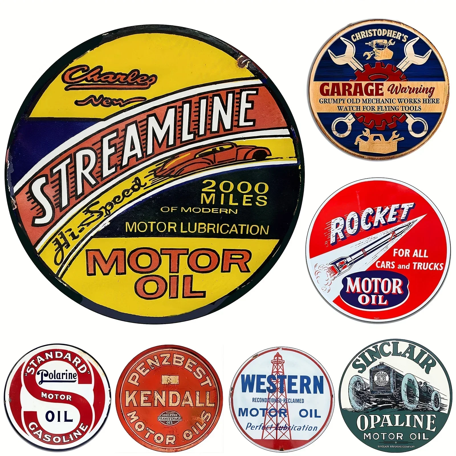 Vintage Motor Oil Sign Round M - Home Bar And Restaurant recension och pris