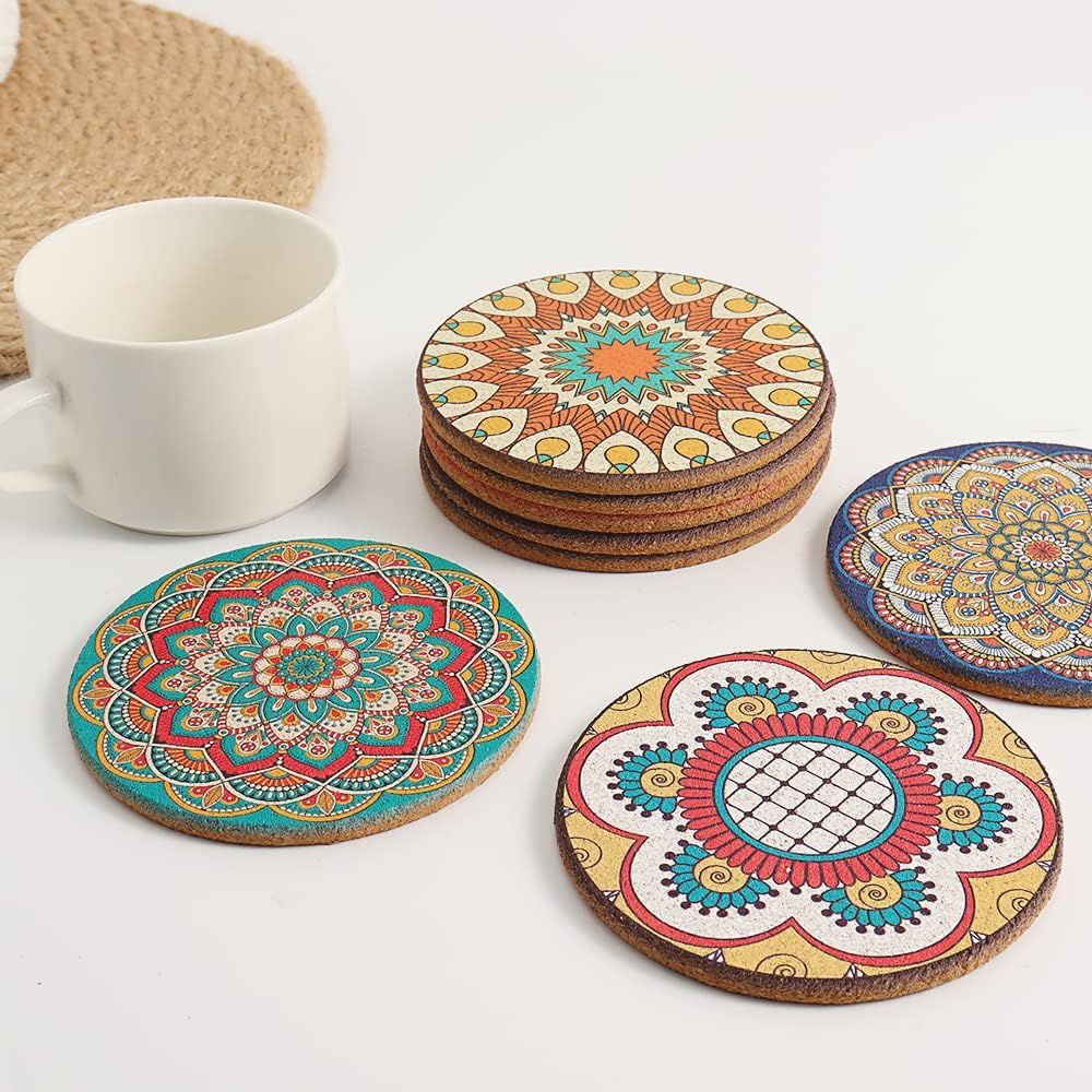 Set of 8 Round Colorful Coaste - Home Bar Set recension och pris