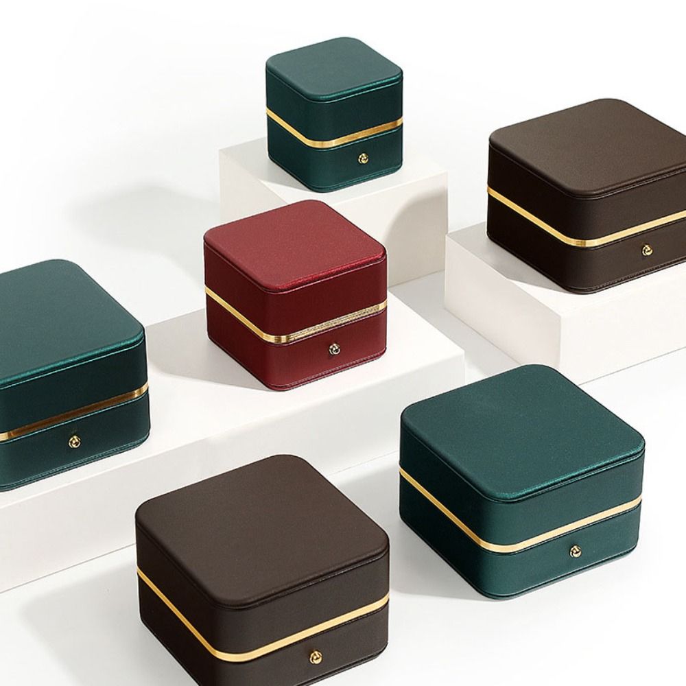 Fashion PU Leather Square Ring - Bar Cart Gold recension och pris