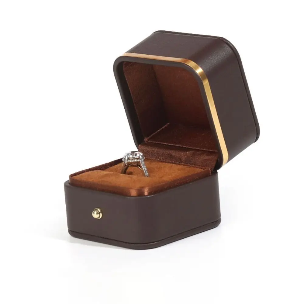 Fashion PU Leather Square Ring - Bar Cart Gold recension och pris