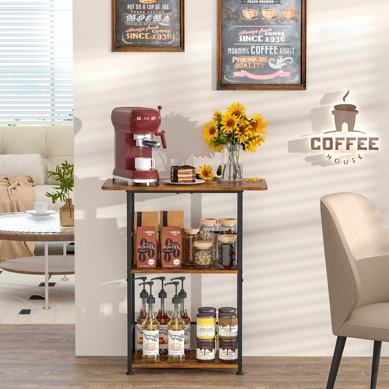 Mini Floor Standing Coffee Bar - Home Bar Setup recension och pris