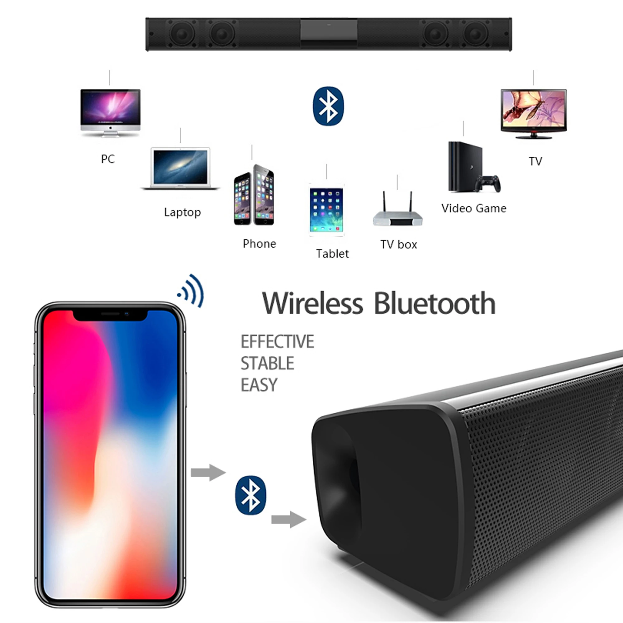 40W High Power Soundbar for TV - Home Bar And Theater recension och pris