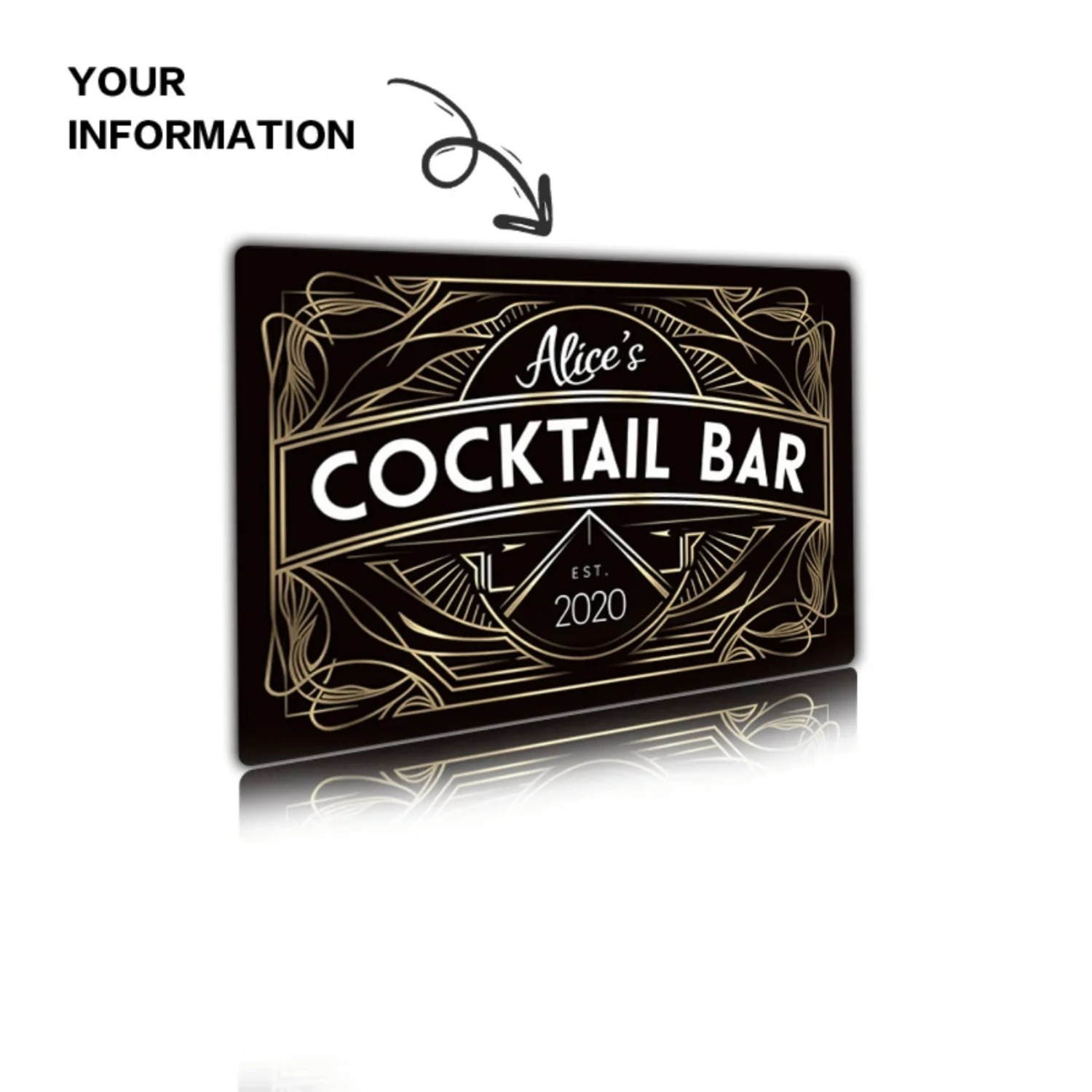 Personalized Art Deco Metal Wa - Home Bar Signs recension och pris