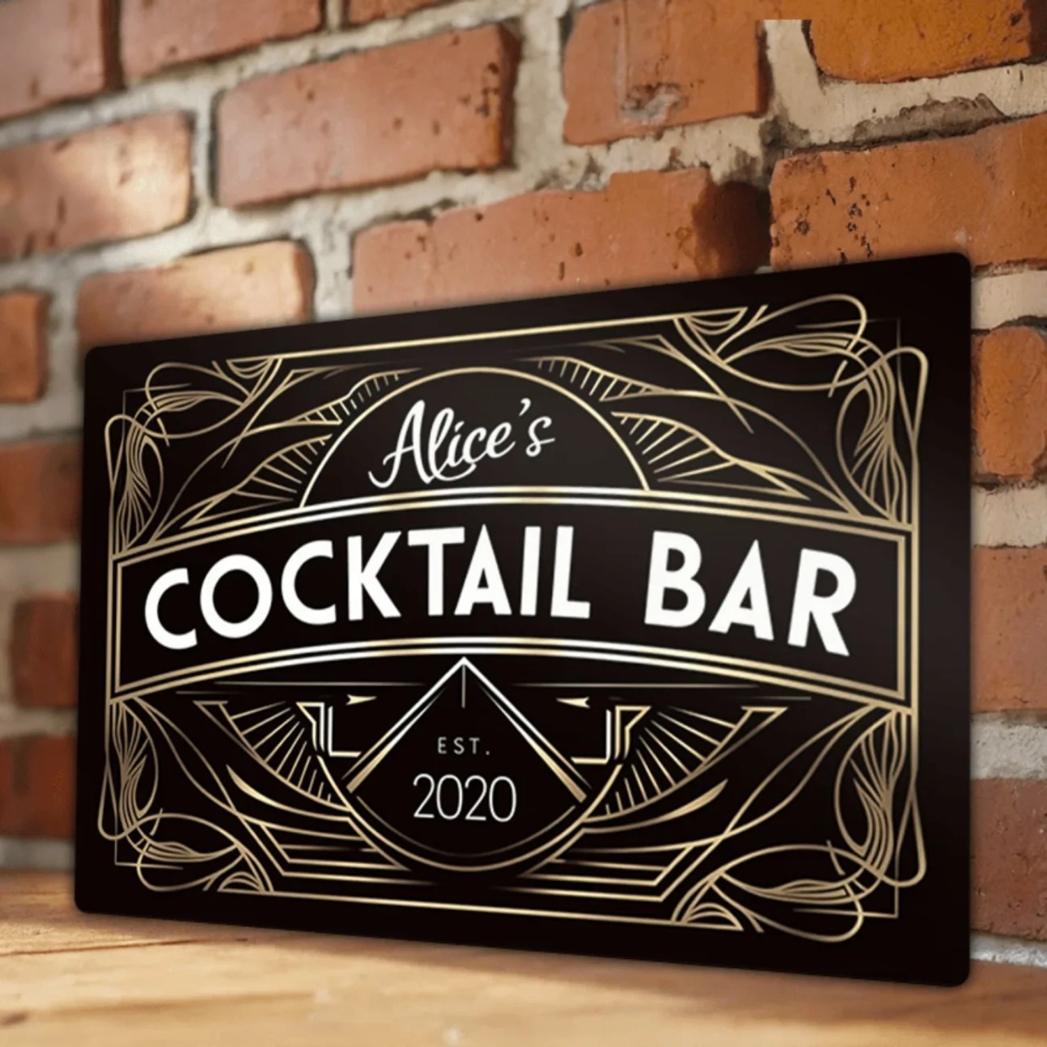 Personalized Art Deco Metal Wa - Home Bar Signs recension och pris