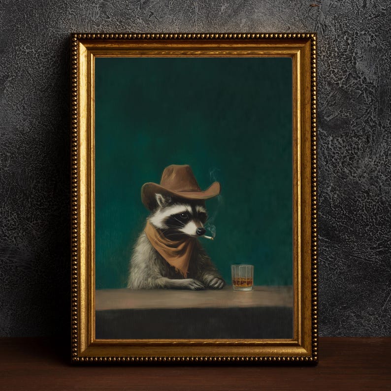 Vintage Funny Smoking Raccoon  - Home Bar Lounge recension och pris