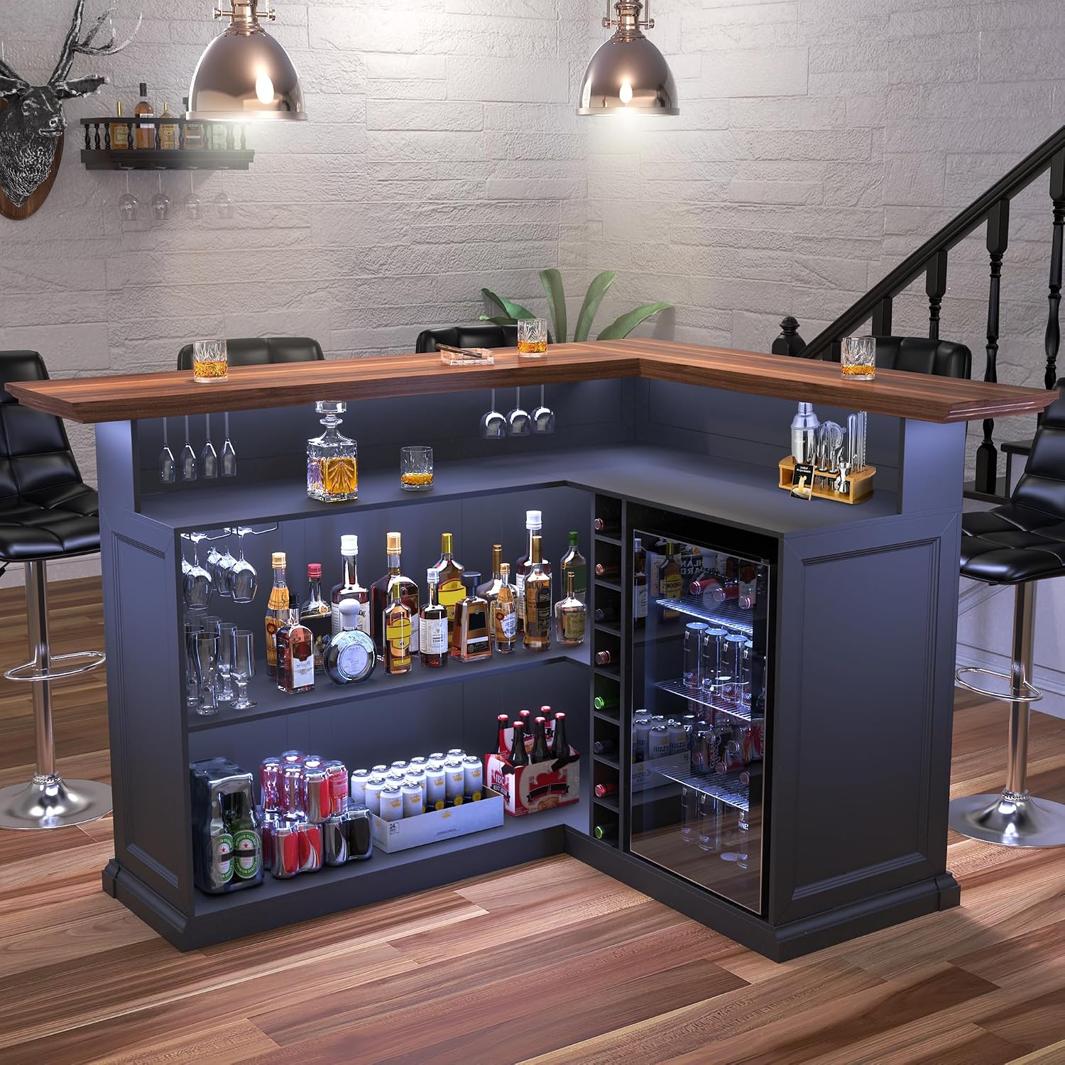 L-Shaped Home Bar Cabinet with - Home Bar And Fridge recension och pris