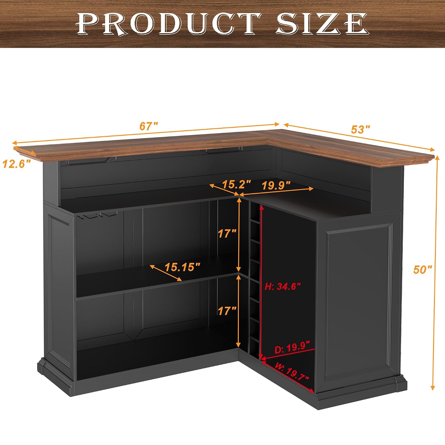 L-Shaped Home Bar Cabinet with - Home Bar And Fridge recension och pris