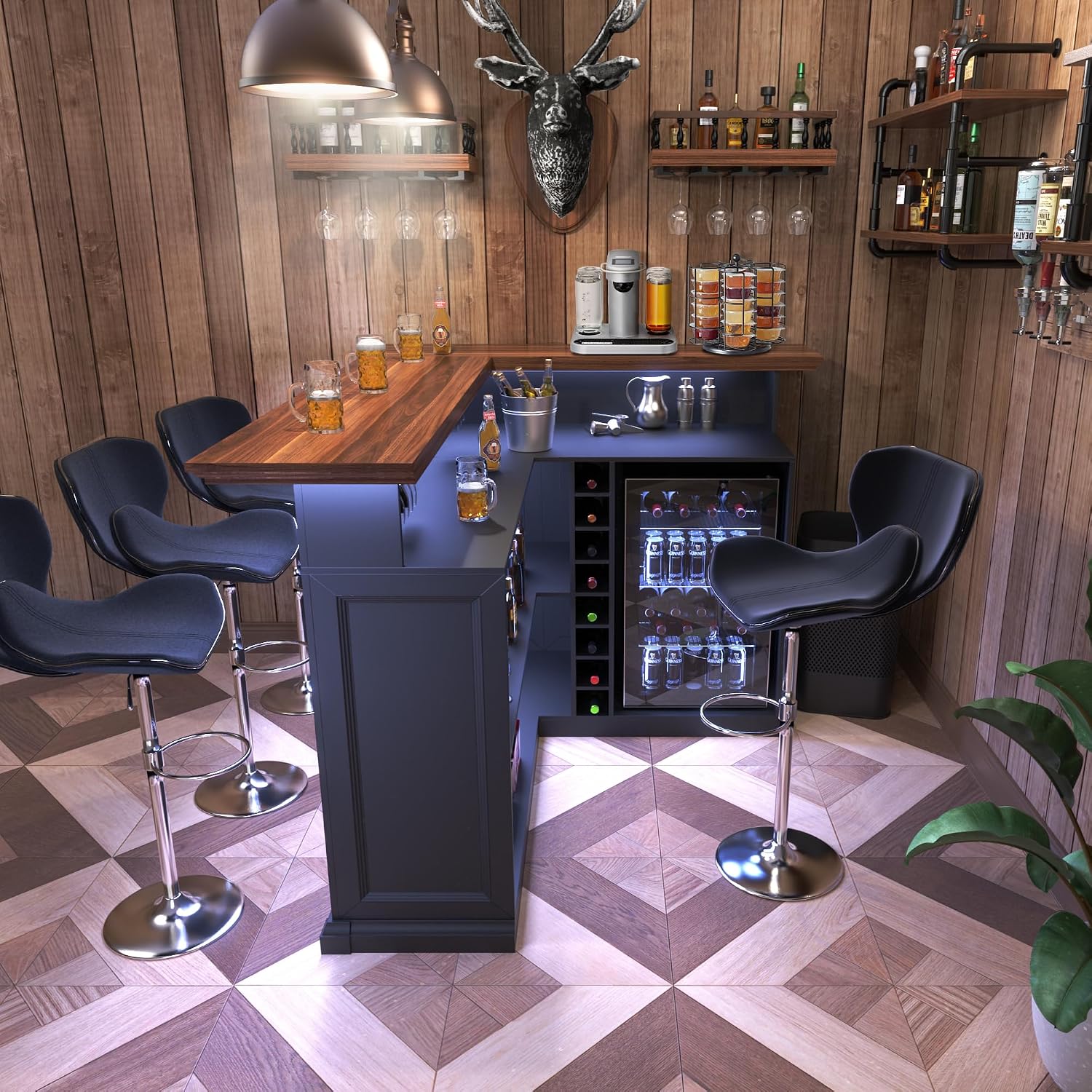L-Shaped Home Bar Cabinet with - Home Bar And Fridge recension och pris